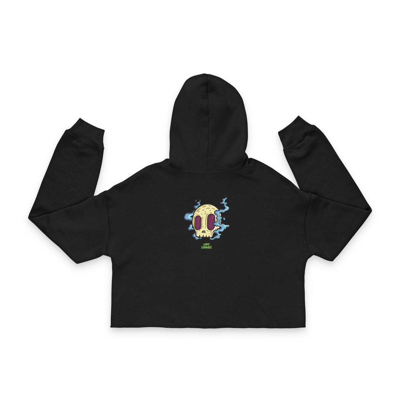 Emo Asf Broken Heart Crop Hoodie (Blue)