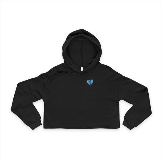 Emo Asf Broken Heart Crop Hoodie (Blue)