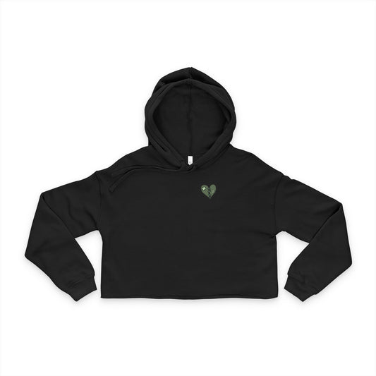 Emo Asf Broken Heart Crop Hoodie (Green)