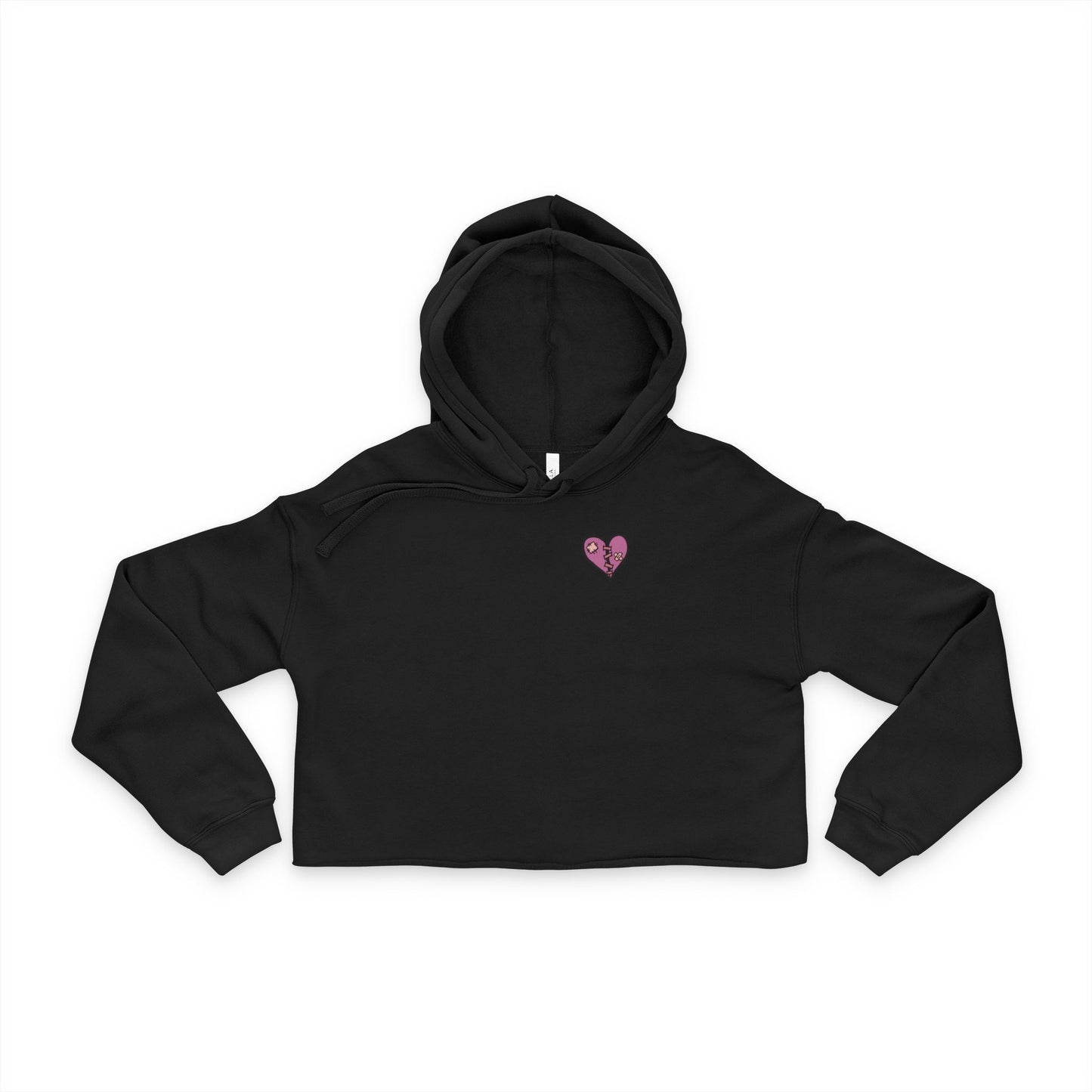 Emo Asf Broken Heart Crop Hoodie (Pink)